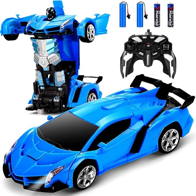 The Dolanus Remote Control Car - Transform Robot RC Cars Contains All Batteries: One-Button Deformation and 360 Degree Rotating Drifting, Present Christmas Birthday Gift for Boys/Girls