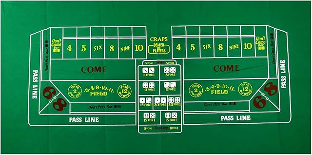 The Craps Table Top Felt Layout - 36" x 72" Rectangle Las Vegas Style Green Casino Poker Table Cover Mat, Great for Poker Game Night Events Theme Party Fundraisers & Gatherings
