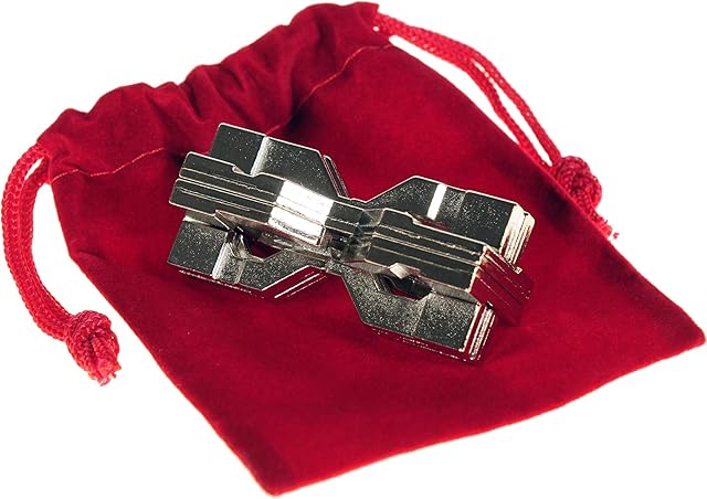 The Hourglass Hanayama Brain Teaser Puzzle, New 2019 Release, Level 6 Difficulty Rating, RED Velveteen Pouch