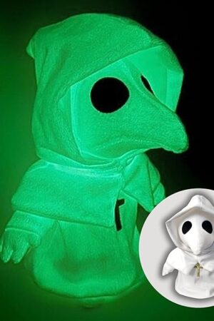 The Plague Doctor Plush Toy - 10? Glow in The Dark Stuffed Animal - Cute Spooky White Horror Plush - Soft Monster Creepy Plushies - Ideal for Adults or Kids