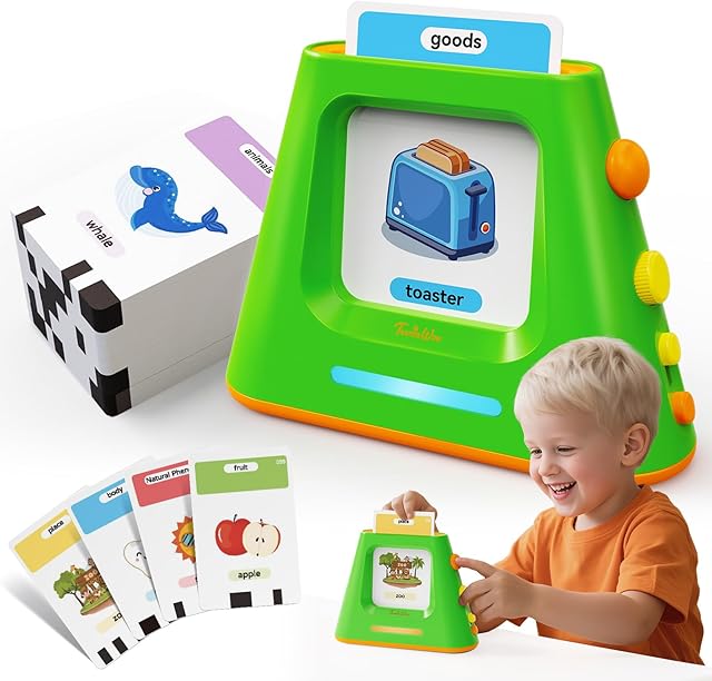 The Talking Flash Cards for Toddlers: Self-standing & Dual-Speed Learning Toys with 448 Sight Words - Speech Therapy Toys for Autism Montessori Education - Birthday Gifts for Boys Girls Sensory