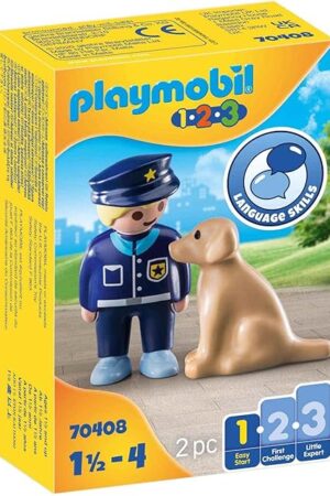 The Playmobil Police Officer with Dog 70408 1.2.3 for Young Kids