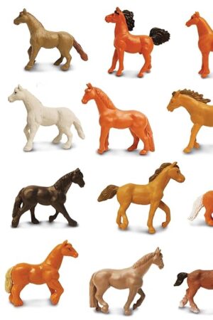The Safari Ltd. Horses TOOB - 12 Hand-Painted Mini Figurines Including Friesian, Haflinger, Stallion, Bay, Chestnut, Jutland, Trakehner, Clydesdale, & more - Educational Toys Boys, Girls & Kids Ages 3+
