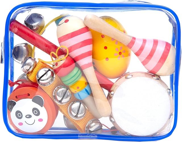 The Toddler Musical Instrument, Wooden Percussion Musical Instruments Toy for Kids Toddlers, Preschool Educational Instrument Toy Set with Rattle Drum, Egg Shaker, Maracas for Boys and Girls