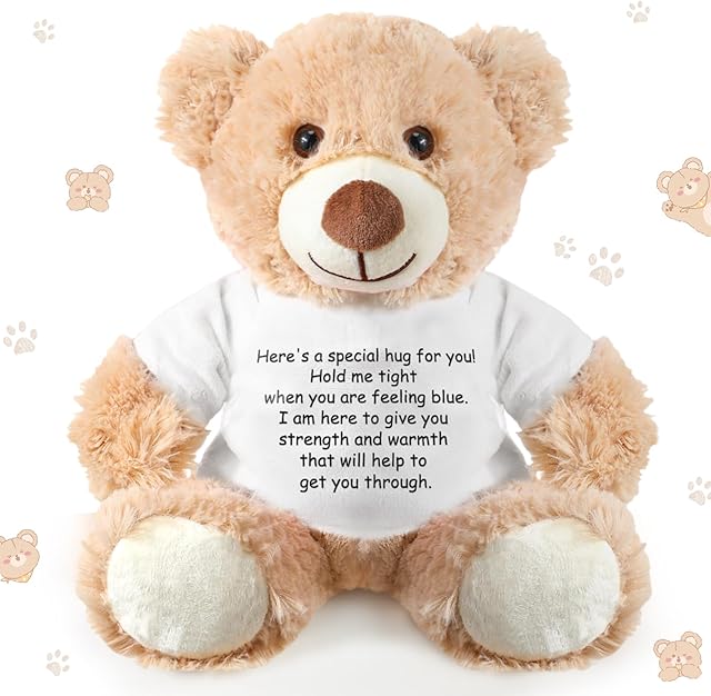 The Lenwen a Bear Hug Gift Get Well Soon Bear Sympathy Gift for Women Plush Stuffed Animal Hug Thinking of You Condolences Memorial Loved Present(Khaki)