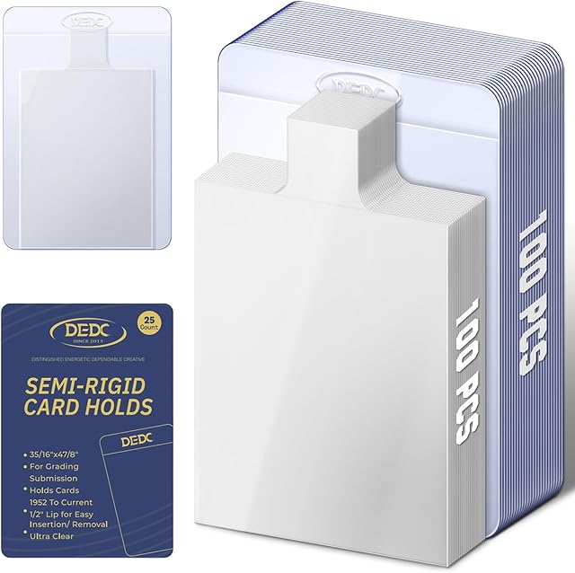 The DEDC 200Pcs Card Sleeves -100 Semi Rigid Card Holder & 100 Tabbed Sleeves, Perfect Fit Sleeves Trading Card Shipping Supplies