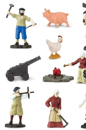 The Safari Ltd. Jamestown Settlers TOOB - 10 Figurines: Sailor, Gardener, Blacksmith, Settlers, John Smith, Chicken, Pig, Cannon - Educational Toy Figures For Boys, Girls & Kids Ages 3+