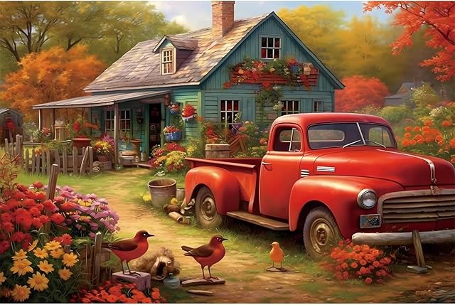 The 1000 Piece Puzzle for Adults - Wooden Jigsaw Puzzle of House in The Countryside - Artistic Decorations, Educational Toys - Finished Size 29.5"X20"