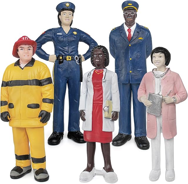 The 5PCS Professional Character Models Figures Set Educational Toys Christmas Party Decoration for 3 4 5 6 Kids Boys and Girls (Doctors, firefighters)