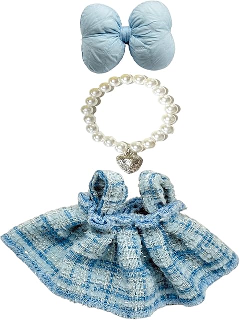 The 17cm Doll Clothes Set & Outfit Set for 17cm Dolls - Premium Fashion Dresses with Accessories, Luxury Chic Doll Clothing & Style Bundle Blue and White
