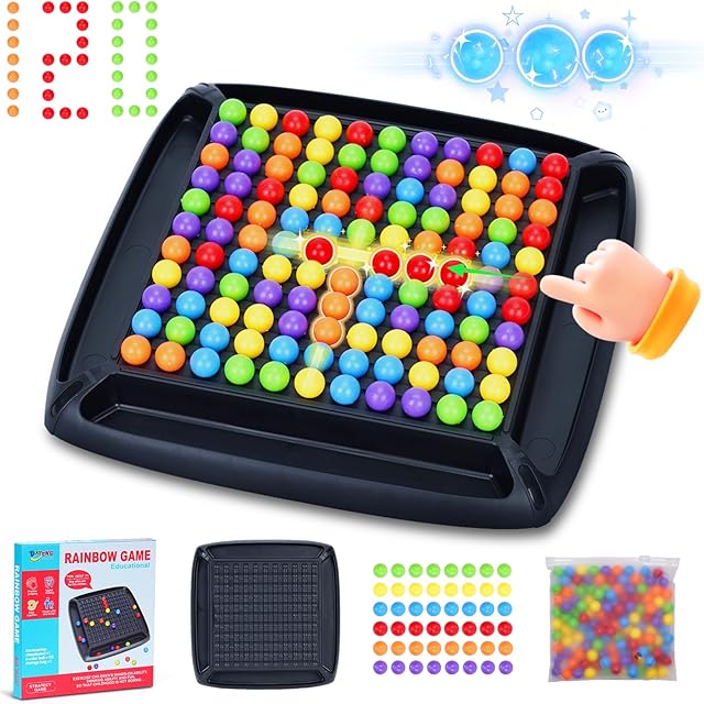 The 120PCS Intellectual Chessboard - Dual Duel, Strategy Board Games Chess Board with 120 Rainbow Ball, Fun Table Top Strategy Game, Strategy Board Games Chess Board for Kids & Adults (D)