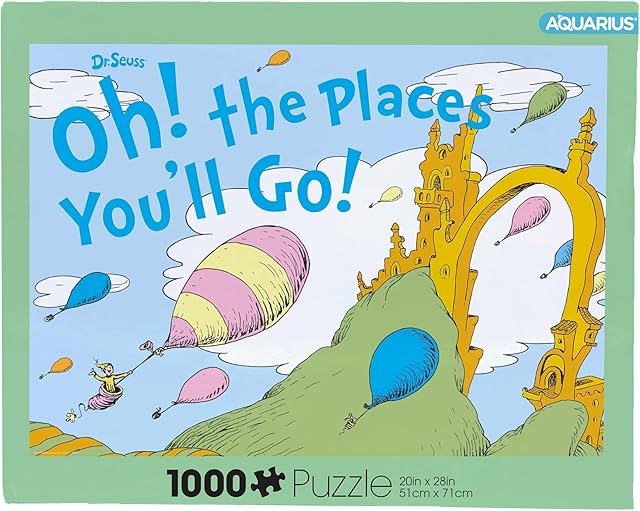 The AQUARIUS Oh, The Places You'll Go! Puzzle (1000 Piece Jigsaw Puzzle) - Officially Licensed Dr. Seuss Merchandise & Collectibles - Glare Free - Precision Fit - 20 x 28 Inches