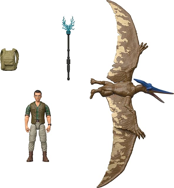 The Mattel Jurassic World Rebirth Human & Dinosaur Figure Pack, Dr Henry Loomis & Pteranodon, Movie Accurate 3.75 Inch Scale, Posable Collectible