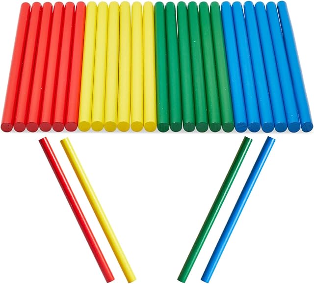 The Juvale Rhythm Sticks for Kids - Wooden Classroom Music Toys & Preschool Percussion Instruments - Shakers for Class & Children's Musical Toys - 12 in, 4 Colors, 24 Pieces