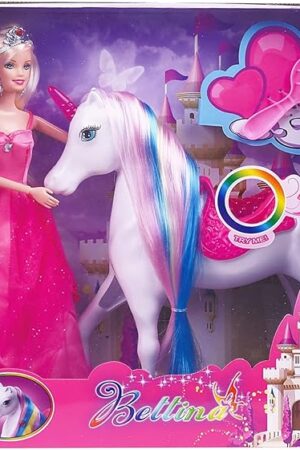 The Princess Doll and Magic Light Unicorn Playset, Princess Unicorn Horse Toys Gifts for Girls Kids Aged 3 4 5 6, Present for Christmas, Birthday