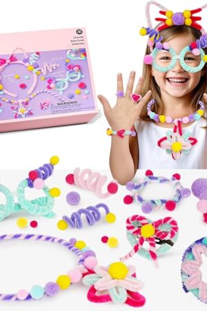 The ROOCHKD Arts and Crafts Jewelry Making Kit, Multi-Colored Chenille Stems, Art Supplies DIY Pipe Cleaners Crafts Projects and Decorations Class Activity for Kids Birthday Exchange Gifts Party Favors