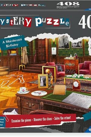 The Ravensburger Mystery Puzzle: A Murderous Birthday 408 Piece Jigsaw Puzzle for Adults - 12001187 - Handcrafted Tooling, Made in Germany, Every Piece Fits Together Perfectly