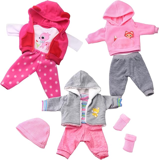 The UNICORN ELEMENT 9PCS 16-18 Inch Baby Doll Clothes Set - Magic Tape Design Cute Outfits for Baby Dolls with Hat & Socks, 3+ Age Pretend Play Costumes to Boost Creativity (No Doll Included)