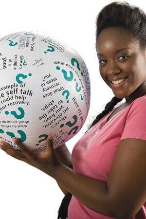 The S&S Worldwide Toss 'n Talk-About Addiction Ball. Inflatable Beachball Style 16" Inflated Diameter. Great Conversation Starter for Groups and One on One Sessions.