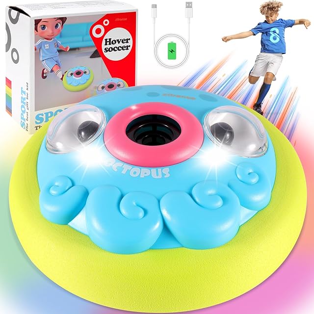 The Hover Soccer Ball for Kids,Rechargeable Air Floating Football,LED Lights,Soft Foam Bumpers,Octopus,Christmas Birthday Gifts,Indoor Outdoor Toy Games for Boys girls Age 3+4,5,7,9,10,11 Year Old,6-8-12