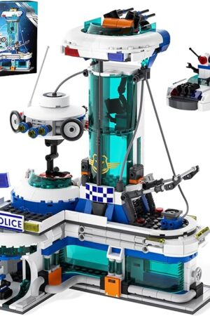 The QLT Space Police Station Builidng Set, 905 Pcs Building Toy Compatible with Lego, Little Spaceship, A Police Robot, Gift for Adult & Boys