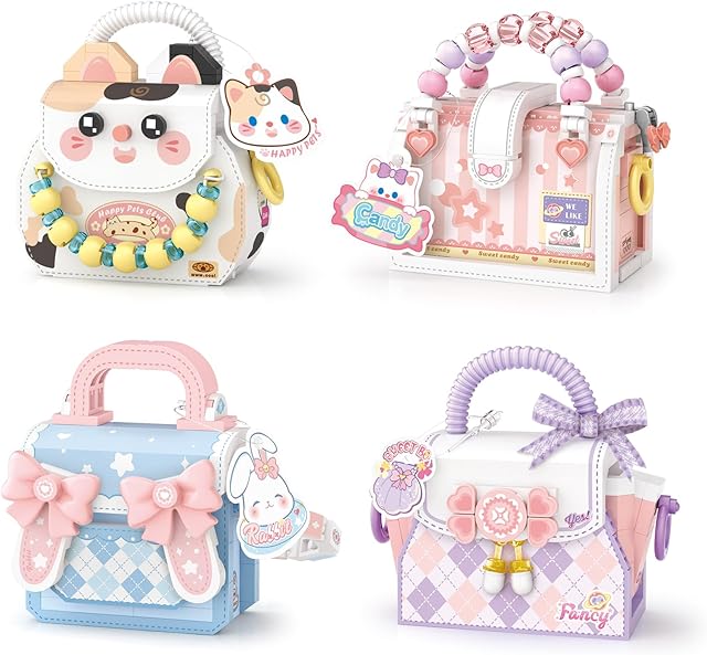 The MEIEST Mini Sweet Handbag Building Blocks Set,Cute Animal Candy Handbag Collection Construction Building Bricks Toy (4 in 1)
