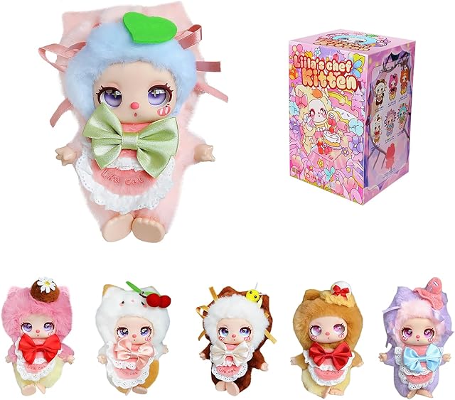 The Liila's Chef Kitten Series Vinyl Plush Blind Box - 1Pcs Cute Random Design Stuffed Blind Boxes Figures, Mystery Collectible Toys Plush Doll Birthday for Girls