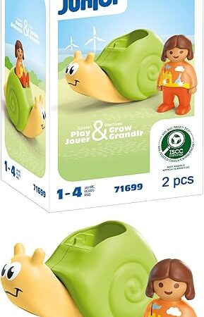 The PLAYMOBIL Junior 71699 Rocking Snail with Rattle Includes Girl Figure, Sustainable Toy Made of Plant-Based Plastics, Toys for Children from 1 Year Old