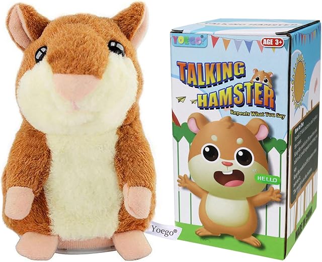 The Talking Hamster Repeats What You Say Interactive Stuffed Plush Animal Talking Toy,Perfect Toy Gifts for Boys Girls Age 3+ (Brown)