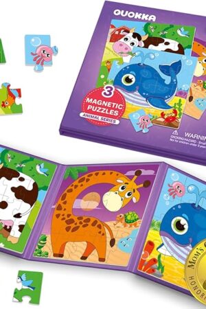 The QUOKKA Magnetic Toddler Puzzles Ages 2-4 - 20 Pieces Kids Puzzles Ages 3-5 - Travel Games for Kids 4-6 - Animal Toddler Travel Toys - Car Airplane Road Trip Activities for Boys and Girls