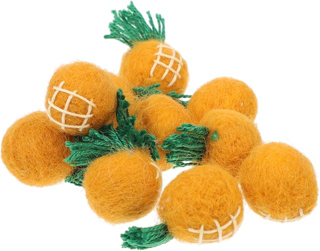 The HOODANCOS 10pcs Wool Felt Pineapples DIY Craft Accessories for Boys and Girls Handmade Wool Felt Ornaments in Bright Yellow Fun Crafting Supplies for Home Decor and Party Decorations