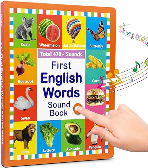 The First English Words Sound Book, My First Words Book, English Sound Toy, Fun Word Game, Speak and Spell Electronic Game for Kids, Perfect Educational Gift – 21 Themes, 470+ Words, 3+