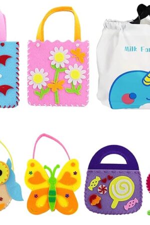 The Rtudan First Sewing Kit for Kids, Include 6 Cross-Body Sewing Bags, 1 Craft Scissors, 1 Beautiful Gift Bag, Learn to Sew Educational Toys, Kids Sewing Crafts Supplies, Girls Craft Gifts DIY Craft