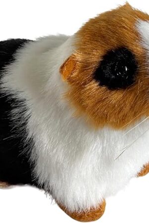 The Realistic Guinea Pig Figurine – Lifelike Tri-Color Hamster Stuffed Animal, Faux Fur Pet Replica for Shelf, Desk & Home Decor, Collectible Gift for Rodent Lovers