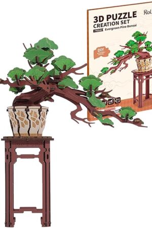 The Rolife 3D Wooden Puzzles DIY Bonsai Pine Tree Model, 115pcs Zen Garden Kit Art Craft for Adults Artificial Plants for Home Office Decor Project Unique Gifts for Men Women