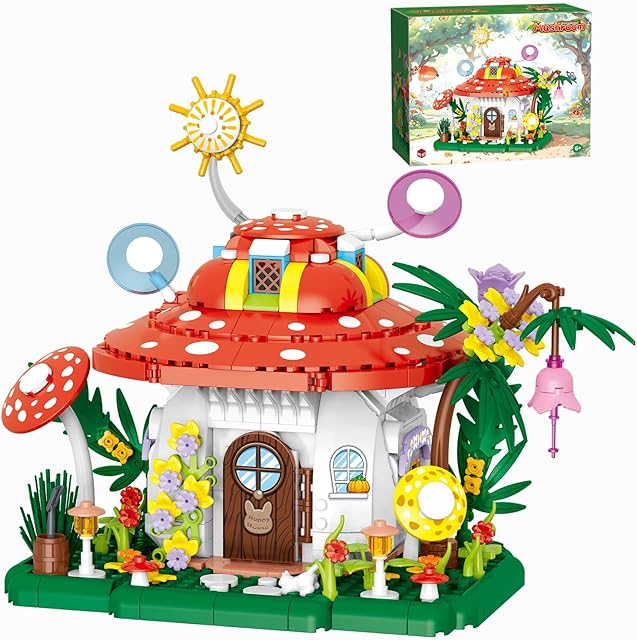 The Mushroom House Building Set Blocks for Adults, Forest Mushroom Garden mini Bricks Collection, Creative Fairy Tale DIY Model Toy for Home Desk Decoration, Birthday Christmas Gift for Boy Girls 745pcs