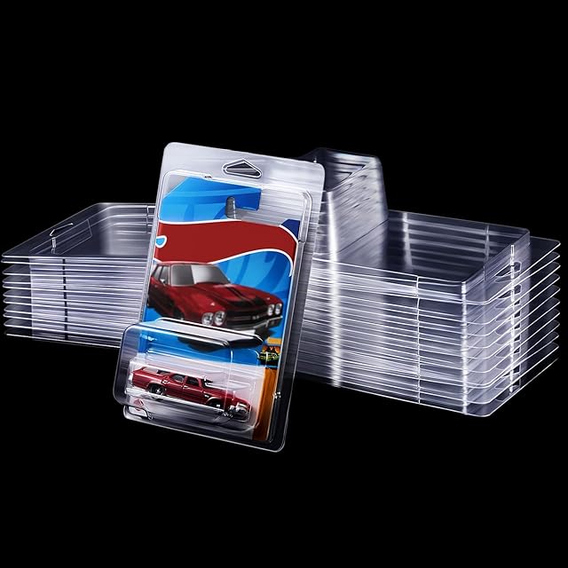 The Tatuo 12 Pcs Protector Packs Compatible with Hot Wheels Model Car Clamshell Cases Plastic Display Protective Case Clear Die Cast Car Blister Pack Covers Storage(7.5 x 5 x 2 Inch,Stylish Style)