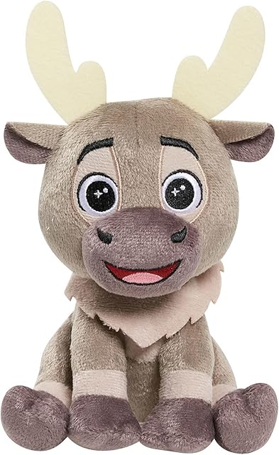 The Disney Frozen Talking 6-inch Small Plushie Toy, Sven, Stuffed Animal, Reindeer, Batteries Included, Kids Toys for Ages 3 Up by Just Play