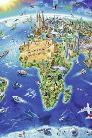 The Ravensburger - World Landmarks Map - 300 Piece Jigsaw Puzzle - Stunning Imagery of Amazing Landmarks of The World - Vibrant Colors - Premium Quality - Ideal Gift - Screen-Free Fun - Children Ages 9+