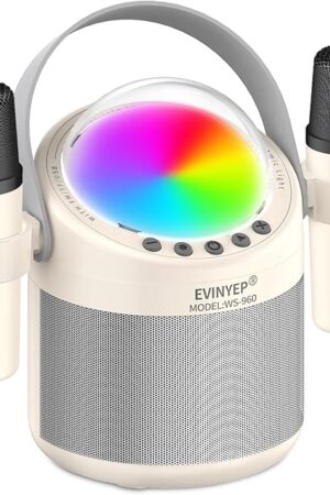 The Portable Mini Karaoke Machine with 2 Wireless Microphones & Bluetooth Speaker, for Kids (4+ Years), Teens, Adults, Home Party