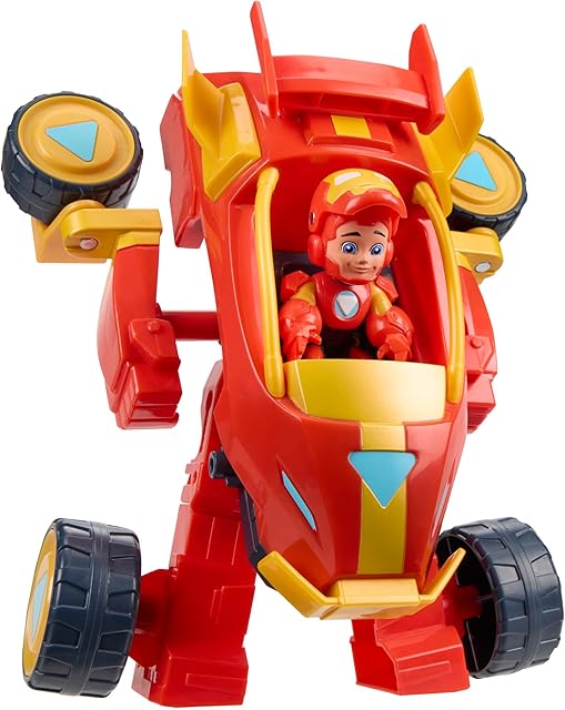 The IRON MAN AND HIS AWESOME FRIENDS Marvel 2-in-1 Mech Suit & Vehicle, Action Figure & Toy Vehicle Set, 3-Inch-Scale Super Hero Toys, Ages 3+