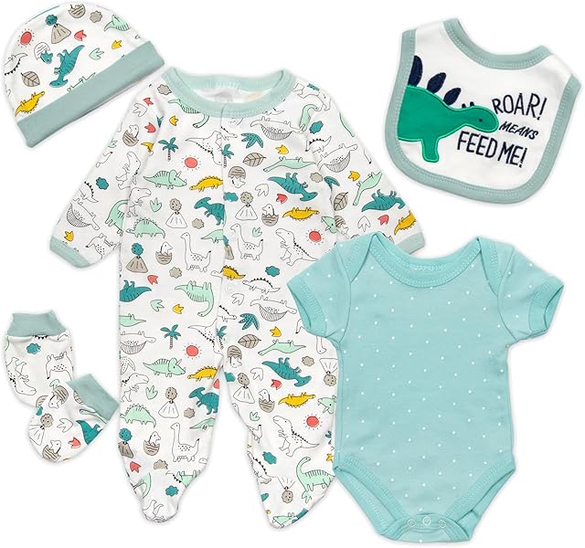 The PEDOLLTREE Reborn Baby Doll Clothes Dinosaurs 5 Pcs Set for 17-22 Inch Baby Doll Clothes Outfits Accessories Newborn Boy&Girl