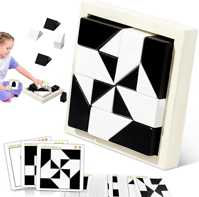 The Block Puzzles Hidden Building Blocks for Kids, 3D Puzzle with Storage Tray Educational Assembly Puzzles Brain Teaser Games Game New Year's Gift for Early Education Ages 3+