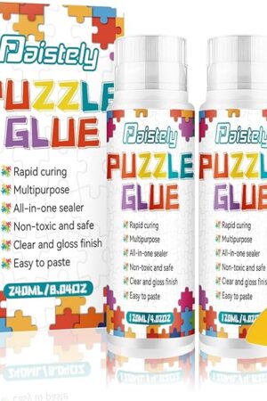 The Puzzle Glue with New Sponge Head, Suitable for 1000/3000/5000 Pieces of Paper and Wood Puzzles, Clear Quick Dry Jigsaw Puzzle Glue, Used of Paper Puzzles (120ml*2)