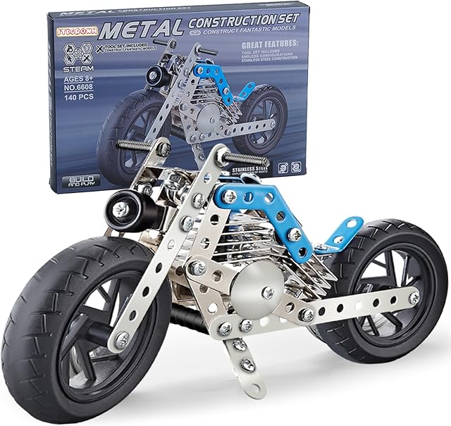 The ITECRONH 140 Piece Erector Sets Motorcycle Model, Metal Building Toy Motorcycles Kits for Kids Ages 8-12, STEM Building Projects Toys for 14 and Up, Gifts for 15 16 Year Old Boys and Adults