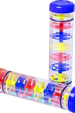 The RONDURE 2 Pack Rainmaker Rain Stick Toy, 8 Inch Rain Sticks for Kids, Rainstick Sensory Developmental Shaker Tube, Baby Rattle Musical Instrument for Babies 6-12 Months, Toddlers 1-3
