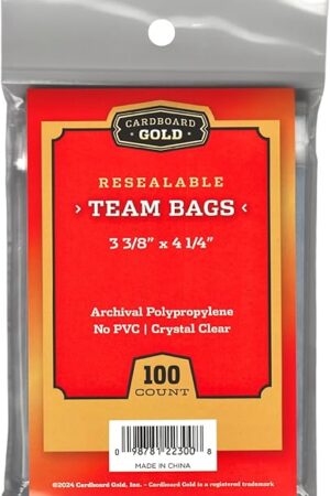 The Resealable Sports Card Team Set Bags - 1000 Pcs Team Bags for Trading Cards - Non-PVC, Crystal Clear 2 Mil Polypropylene - Holds Toploaders to 120pts - Acid-Free, Adhesive Strip