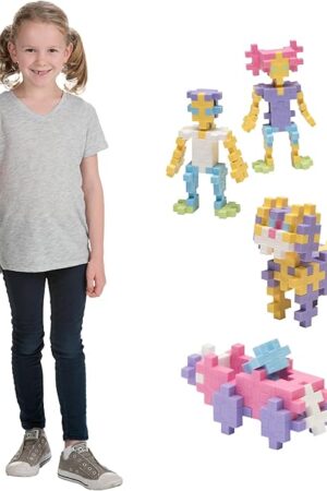 The Plus Plus 500 Piece Interlocking Building Block 3D Puzzle Kit, Kids Stem Connecting Toys - Pastel Color Mix