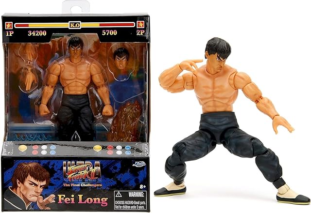 The Street Fighter II 6" Fei Long Action Figure, Toys for Kids and Adults