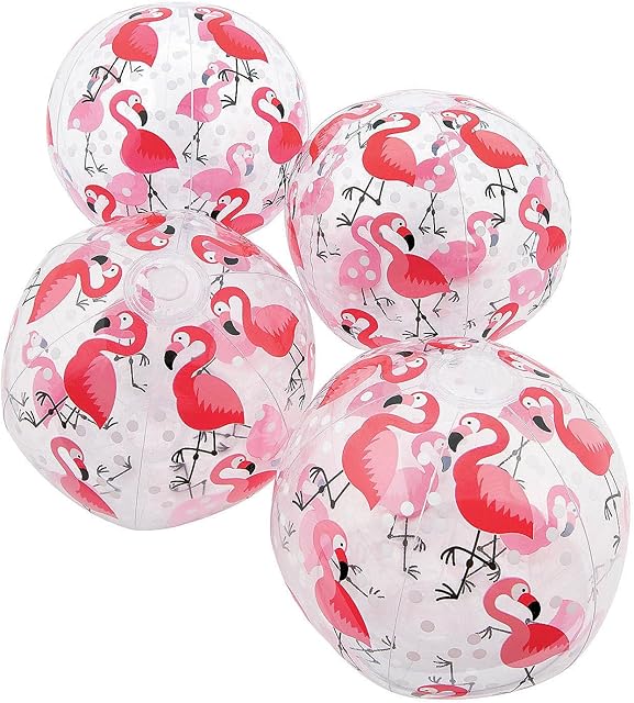 The Fun Express Flamingo Print Beach Balls – Colorful, Vibrant Toy Balls Tropical Flamingo Design for Pool Parties – Beach Days Summer Fun and Outdoor Play – Ideal for Kids and Adults 11" Size – 12 Pieces